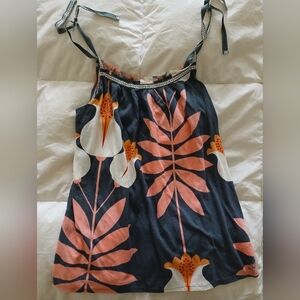 New ROXY Grey Floral Sleeveless Top w/ Adjustable tie Straps